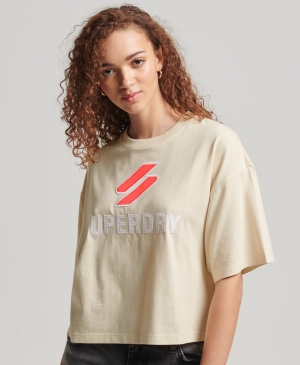 Superdry Code S Logo Stacked Applique Crew Hnědé | 703824-GNI